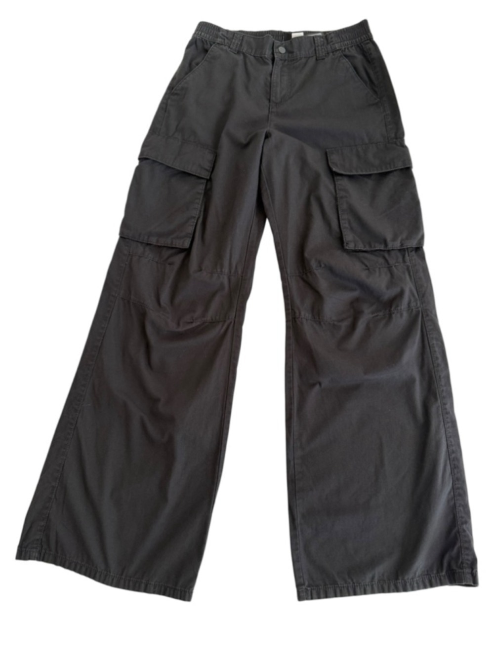 H&M Black Wide Leg Canvas Cargo Pants Size 2